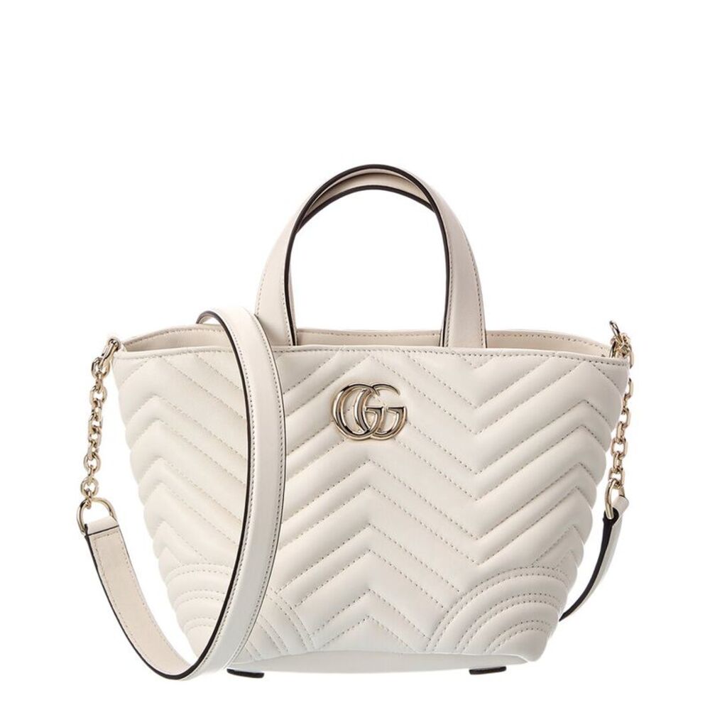 Gucci Gg Marmont Mini Leather Tote, White